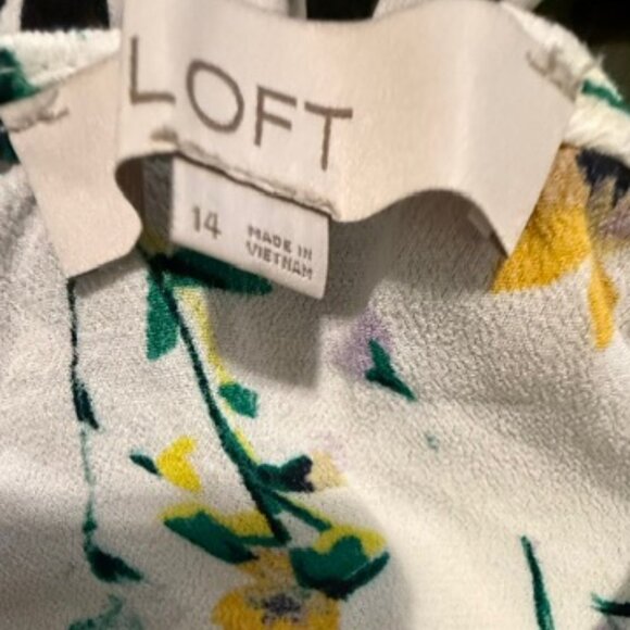 LOFT Floral Tie Waist Midi Dress SIZE 14 - Picture 3 of 6